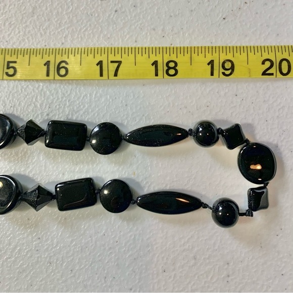 Talbots Black Faceted Glass Bead Single Strand Statement Necklace, [20” Hanging] - Picture 5 of 7